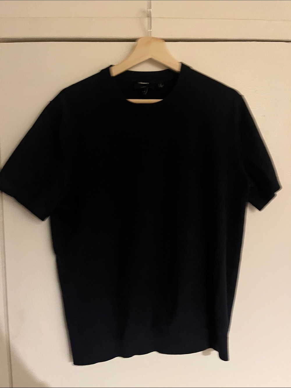 Theory Men's Navy Sweater Crew Neck Tee